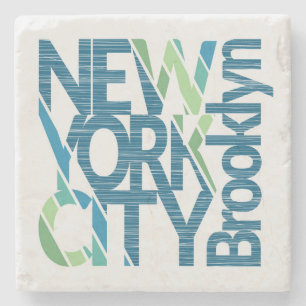 Brooklyn New York Typography Stone Coaster