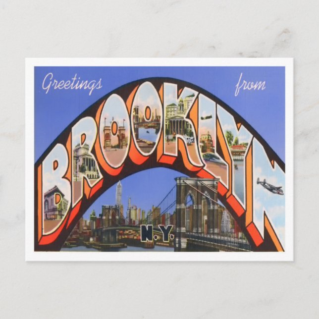 Brooklyn, New York Vintage Big Letters Postcard (Front)