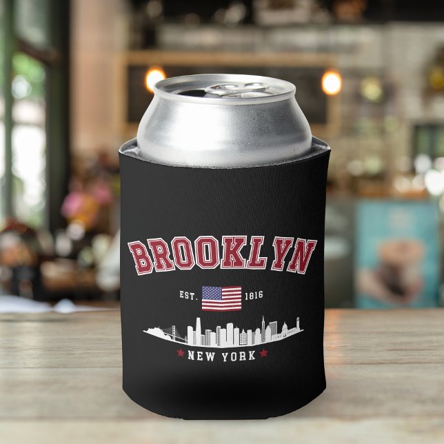 Brooklyn Ney York Est Funny Travel Can Cooler (Creator Uploaded)
