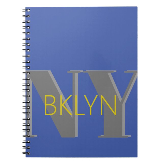 BROOKLYN NY blue grey bklyn stylish notebook (Front)