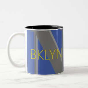 BROOKLYN NY blue grey bklyn stylish Two-Tone Coffee Mug