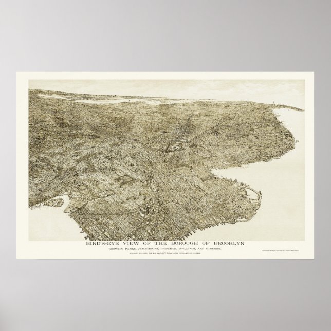 Brooklyn, NY Panoramic Map - 1897 Poster (Front)