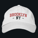 BROOKLYN NY Preppy Red Black on White Embroidered Hat<br><div class="desc">Preppy BROOKLYN NY Red and Black embroidered on White cotton hat. Embroidery colours are customisable to other colour choices by selecting the "Edit Design" tool button. Also available is the option to select choice of hat colour on the main item page.</div>