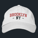 BROOKLYN NY Preppy Red Black on White Embroidered Hat<br><div class="desc">Preppy BROOKLYN NY Red and Black embroidered on White cotton hat. Embroidery colours are customisable to other colour choices by selecting the "Edit Design" tool button. Also available is the option to select choice of hat colour on the main item page.</div>