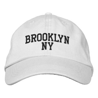 BROOKLYN NY Simple Black on White Embroidered Hat