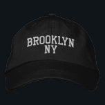BROOKLYN NY Simple White on Black Embroidered Hat<br><div class="desc">Minimalist BROOKLYN NY White embroidered on Black cotton hat. White embroidery is customisable to other colour choices by selecting the "Edit Design" tool button. Also available is the option to select choice of hat colour on the main item page.</div>