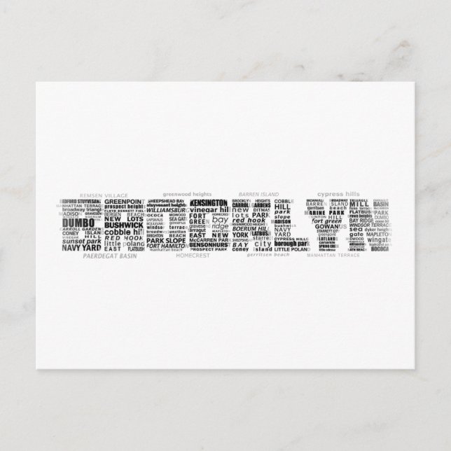 Brooklyn NY Typography Design Postcard (Front)
