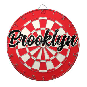 Brooklyn nyc editable text Black Red White Retro Dartboard