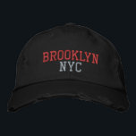 BROOKLYN NYC Pink and Black Vintage Style Embroidered Hat<br><div class="desc">BROOKLYN NYC Pink embroidery on Black distressed vintage style cotton hat. Embroidery is customisable to other colour choices by selecting the "Edit Design" tool button. Also available is the option to select choice of hat colour on the main item page.</div>