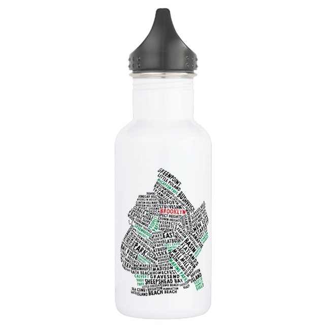 Brooklyn NYC Typography Map Bottle (Left)