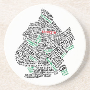 Brooklyn NYC Typography Map Coaster