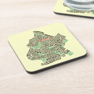 Brooklyn NYC Typography Map Coaster