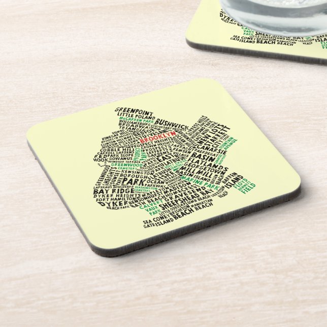 Brooklyn NYC Typography Map Coaster (Left Side)