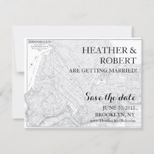 Brooklyn Save the Date - Vintage Map (grey)