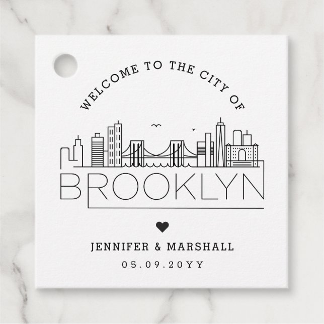 Brooklyn Skyline | Wedding Welcome Favour Tags (Front)