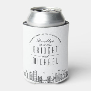 Brooklyn Stylised Skyline   Wedding Can Cooler