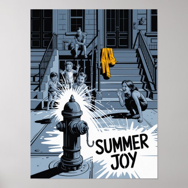 Brooklyn Summer Joy Hydrant Art Poster (Front)
