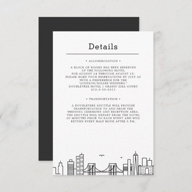 Brooklyn Wedding | Guest Details Invitation (Front/Back)