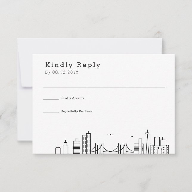 Brooklyn Wedding | Stylised Skyline RSVP (Front)