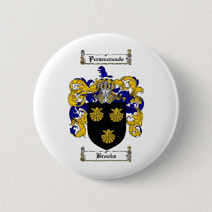 BROOKS FAMILY CREST - BROOKS COAT OF ARMS 6 CM ROUND BADGE