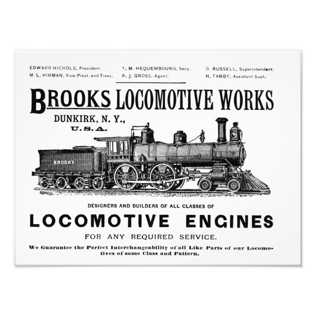 Brooks Steam Locomotive Works 1890 Kodak Photo Print (Front)
