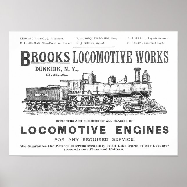 Brooks Steam Locomotive Works 1890 Poster-2 Poster (Front)