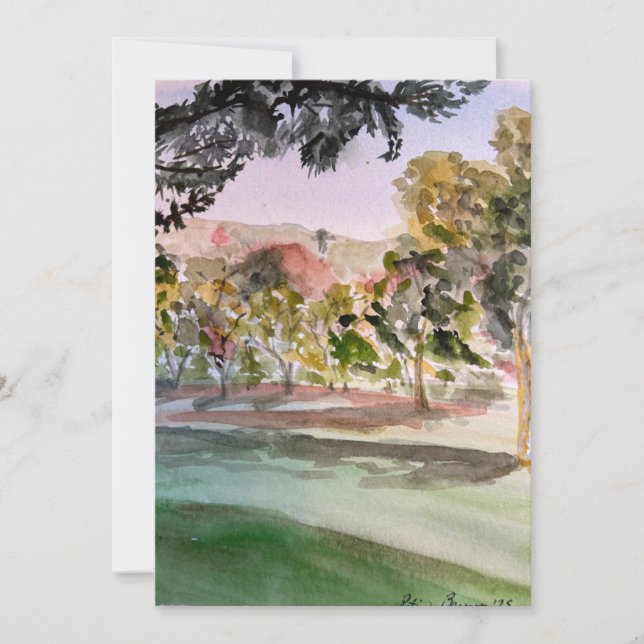 Brookside Golf Course No. 9 Watercolor Holiday Card (Front)