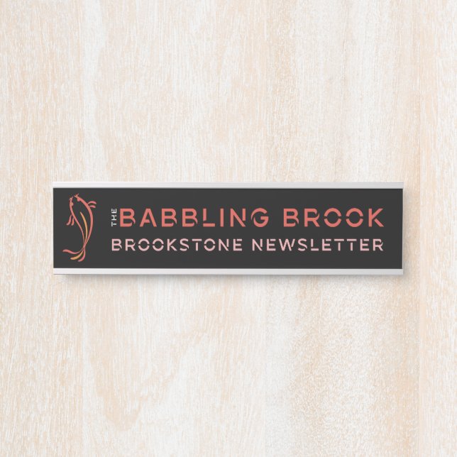 Brookstone Babbling Brook (2" x 8"), Silver Door Sign (Front)