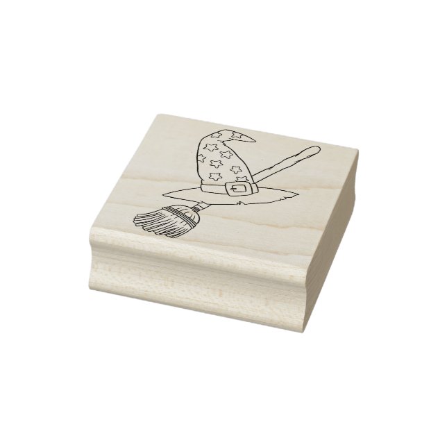 Broom and witch hat illustration art stamp (Stamp)