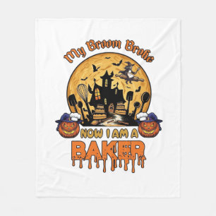 Broom Broke Baker Halloween Witch Chef Pumpkin_1 Fleece Blanket
