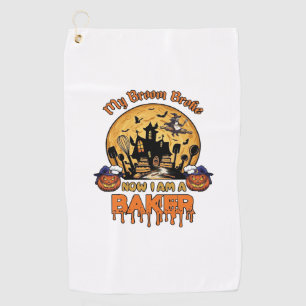 Broom Broke Baker Halloween Witch Chef Pumpkin_1 Golf Towel