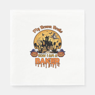 Broom Broke Baker Halloween Witch Chef Pumpkin_1 Napkin
