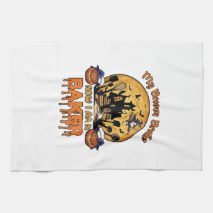 Broom Broke Baker Halloween Witch Chef Pumpkin_1 Tea Towel
