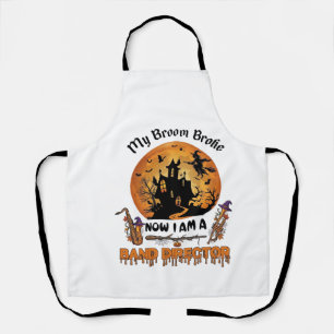Broom Broke Band Director Halloween Haunted House  Apron