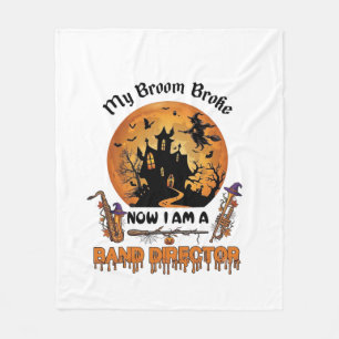 Broom Broke Band Director Halloween Haunted House Fleece Blanket