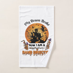 Broom Broke Band Director Halloween Haunted House  Hand Towel