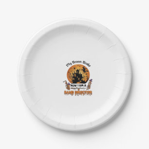 Broom Broke Band Director Halloween Haunted House  Paper Plate