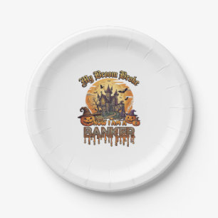 Broom Broke Banker Halloween Haunted House Witch P Paper Plate