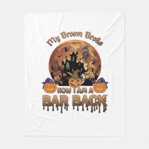 Broom Broke Bar Back Halloween Haunted House Witch Fleece Blanket