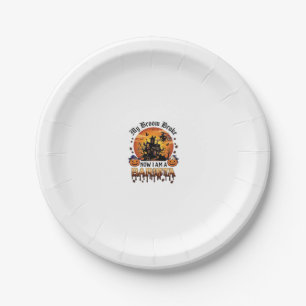 Broom Broke Barista Halloween Witch Coffee Pumpkin Paper Plate