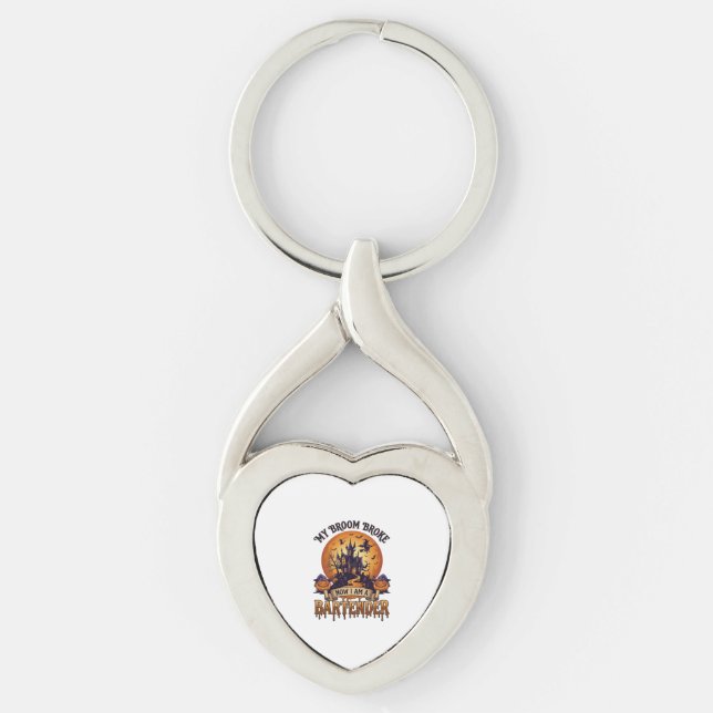 Broom Broke Bartender Halloween Haunted House Witc Key Ring (Front)