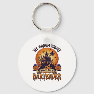 Broom Broke Bartender Halloween Haunted House Witc Key Ring