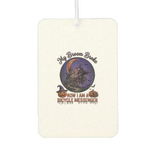 Broom Broke Bicycle Messenger Witch Halloween Moon Car Air Freshener