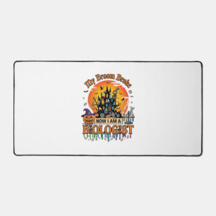 Broom Broke Biologist Halloween Haunted Castle Pum Desk Mat