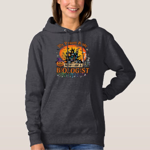Broom Broke Biologist Halloween Haunted Castle Pum Hoodie