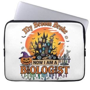 Broom Broke Biologist Halloween Haunted Castle Pum Laptop Sleeve