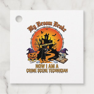 Broom Broke Crime Scene Technician Halloween Witch Favour Tags