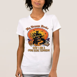 Broom Broke Crime Scene Technician Halloween Witch T-Shirt
