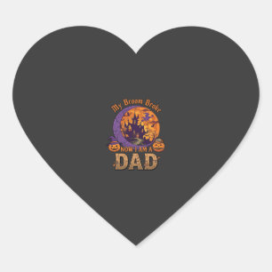 Broom Broke Dad Halloween Haunted House Moustache  Heart Sticker