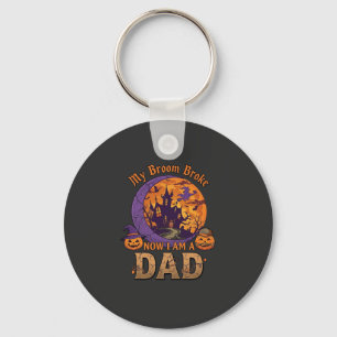 Broom Broke Dad Halloween Haunted House Moustache Key Ring
